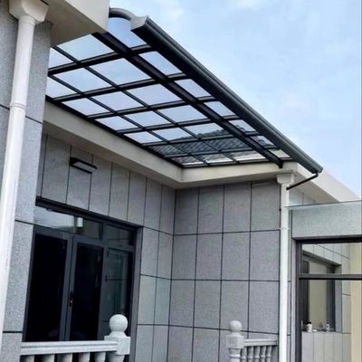Погодостойкий навес из поликарбоната для самостоятельной сборки для стильной современной защиты от солнца и дождя, серая сплошная листовая кровля и защита от ультрафиолета